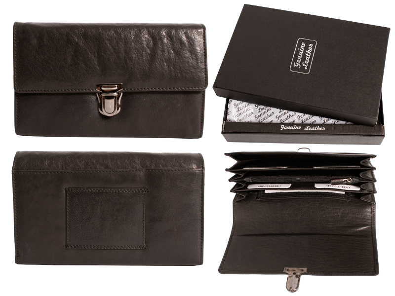 (image for) N054 BLACK GENUINE LEATHER LADIES PURSE - T168
